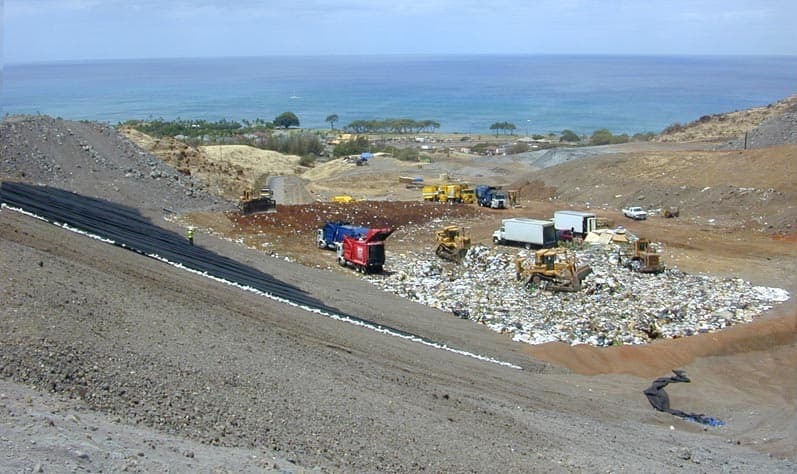 Landfill in Hawaii near ocean